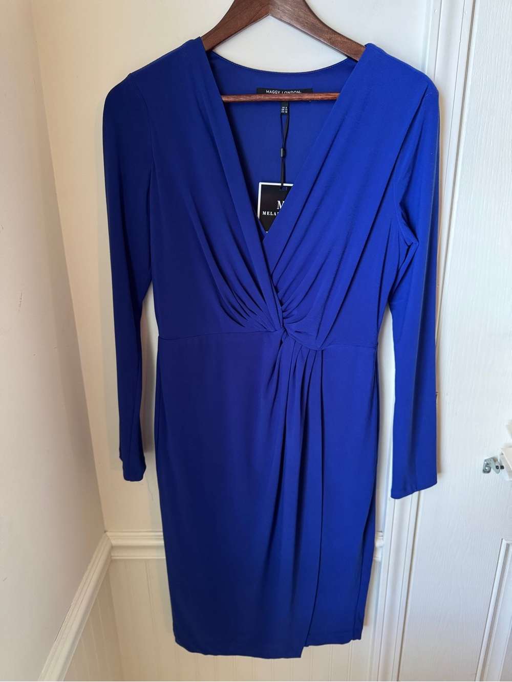 Maggy London Royal Blue Long-Sleeve Wrap Dress Size‎ 8
